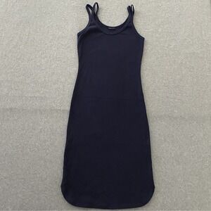 LA Made Midi Tank‎ Dress Women S Navy Blue Ribbed Knit USA Made Stretch Summer
